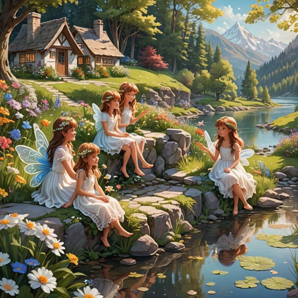 Fairies Chatting in Forest Scenery: Splash Art