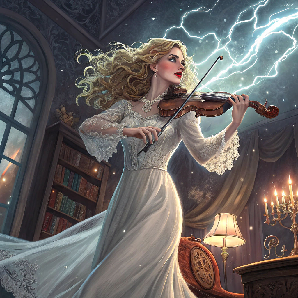 beautiful woman,  playing violin