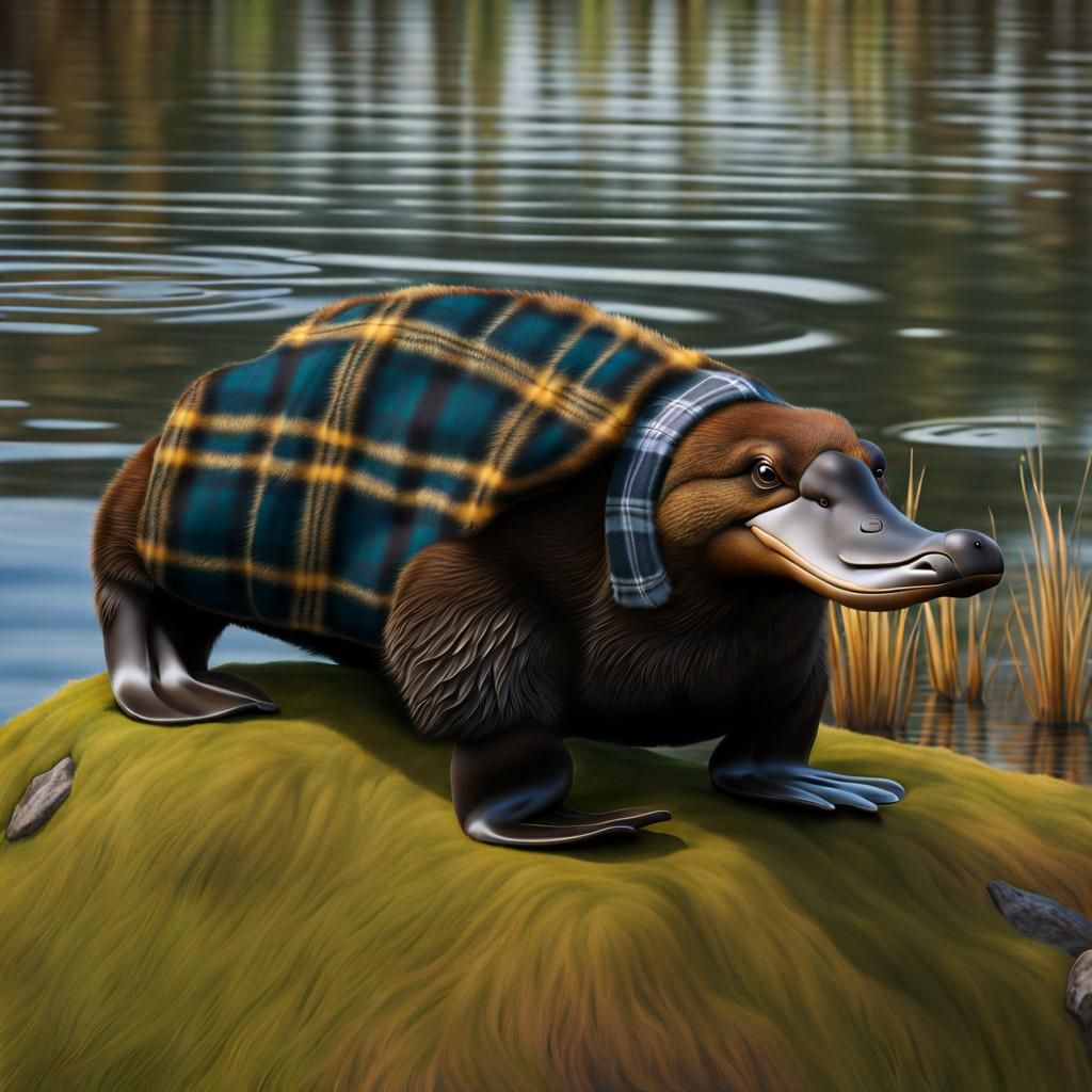 Plaid Fur Platypus in Natural Habitat