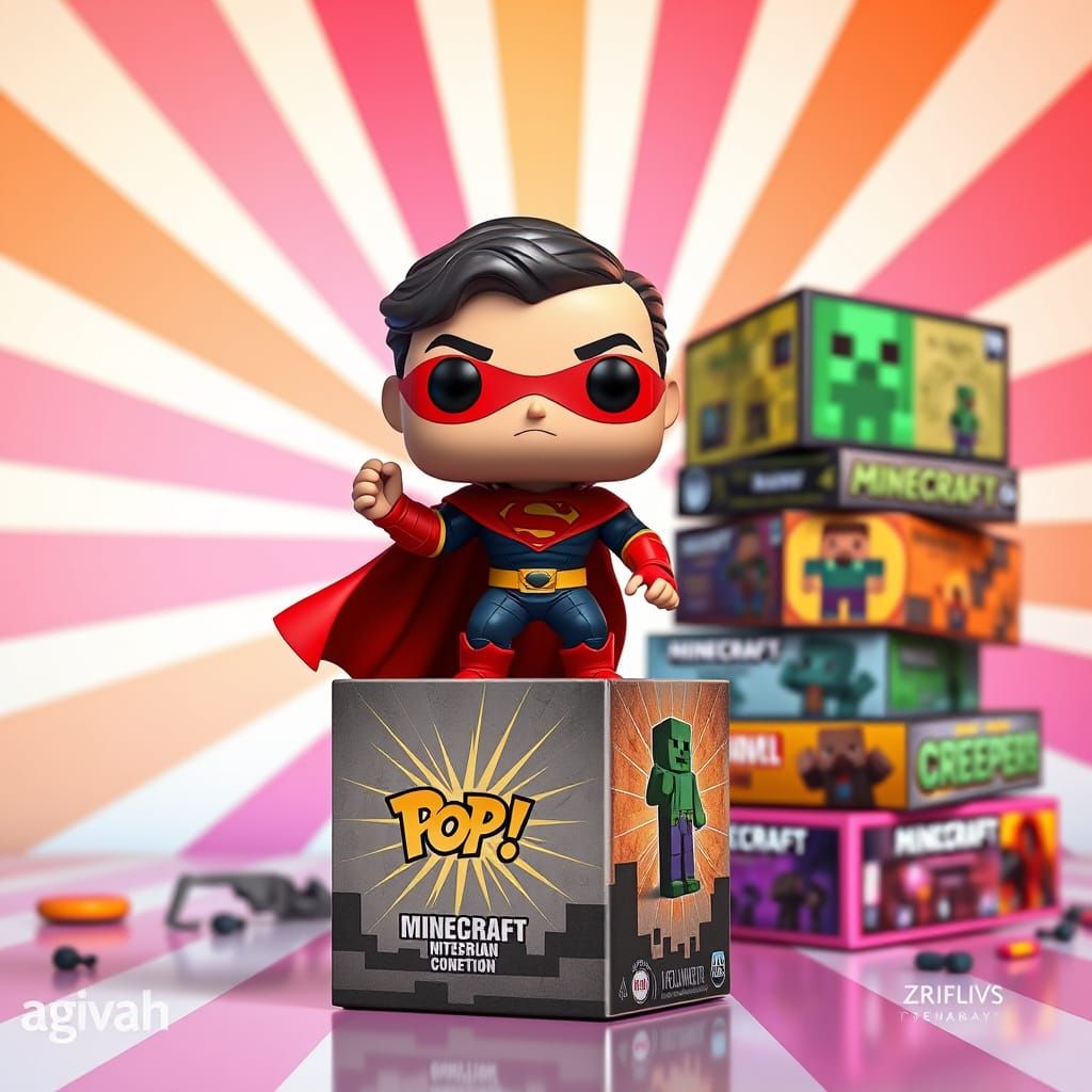 Heroic Funko Pop Figurine in Vibrant 3D Digital Art