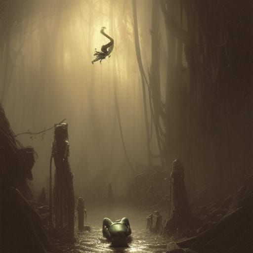 Horror Frog in Gothic Style