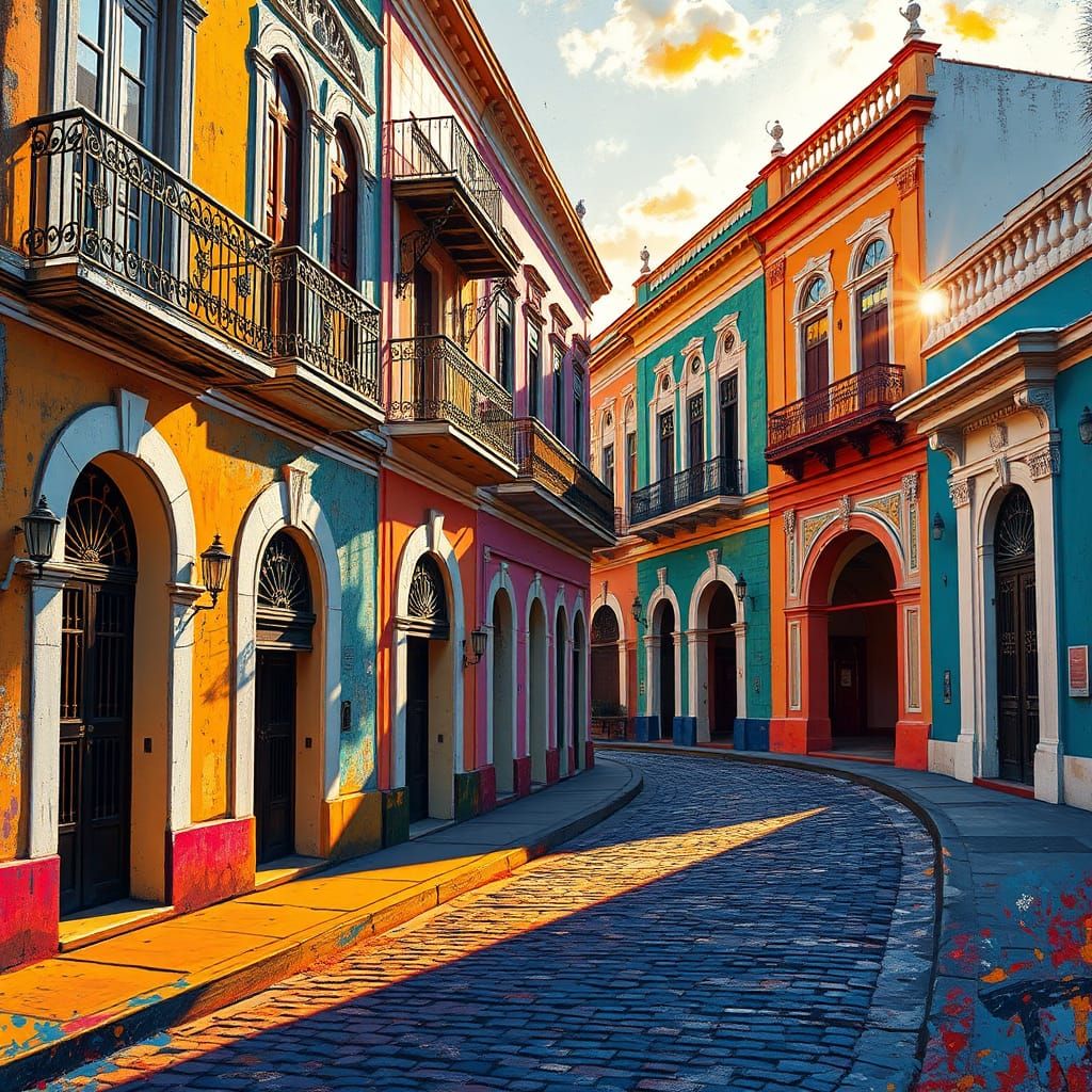 San Juan Sunset: Colonial Architecture in Magical Realism