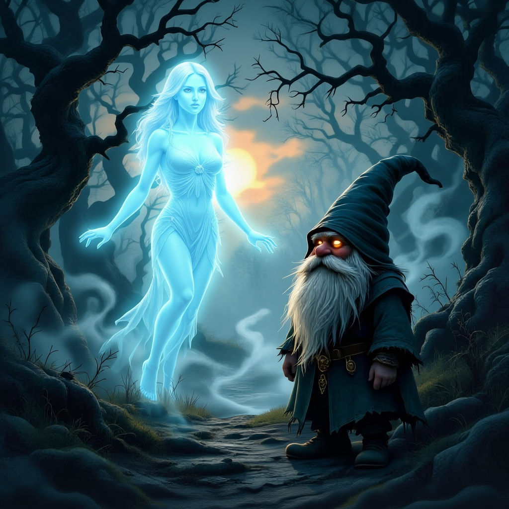 Melancholic Gnome at Spectral Forest Edge