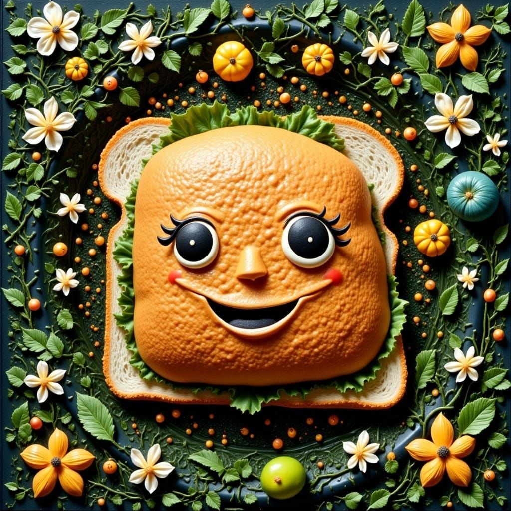 Smiling Sandwich Plotting Escape: Cartoon Style