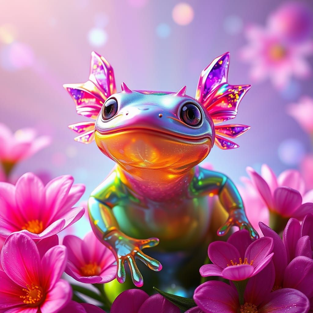 Vibrant Axolotl in Whimsical Wonderland