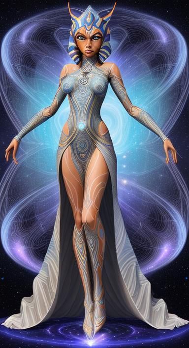 Ahsoka as a Goddess in Cosmic Energy Dress
