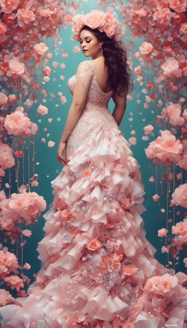 Graceful Plus Size Woman in Pastel Outfit