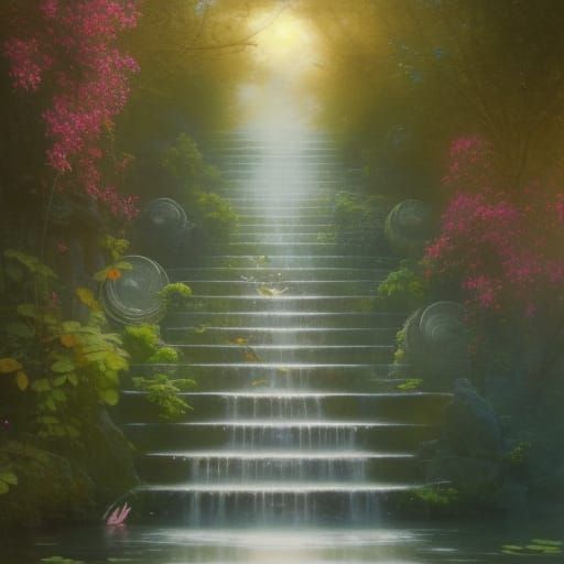 Lotus Flower Stairway: Macro Photography in Fantasy Style