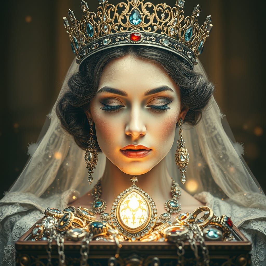 Regal Woman in Hyper-Realistic, Maximalist Style