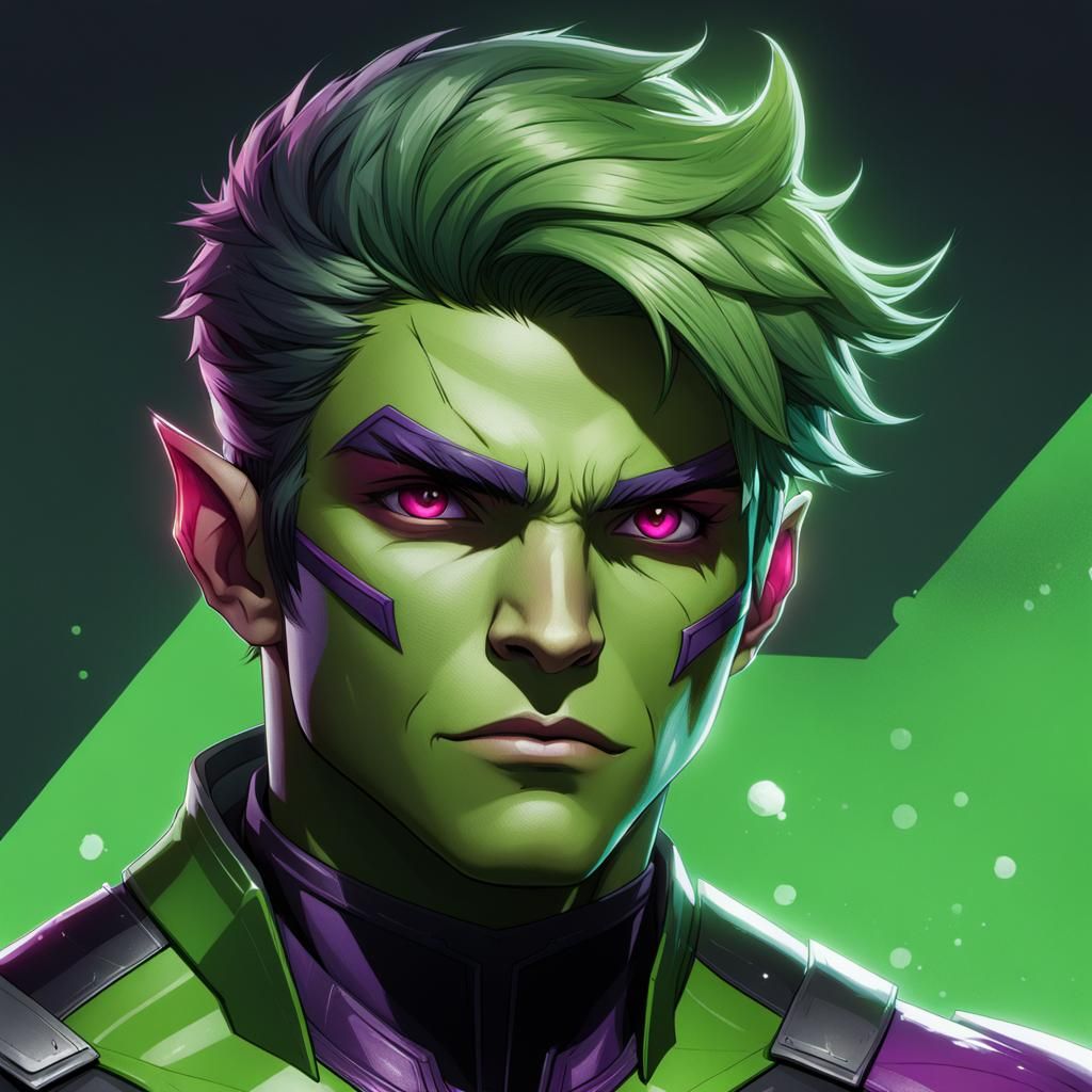 Beast Boy Portrait in Hyperdetailed Digital Art Style