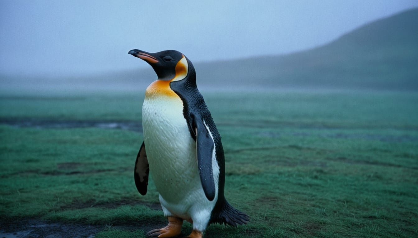 Penguin in Moody Irish Landscape Film Still