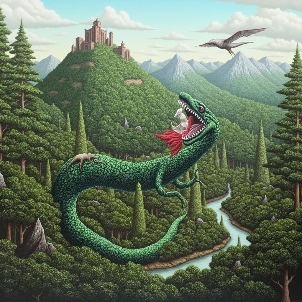 Dragon Flight Over Japanese Castle Valley