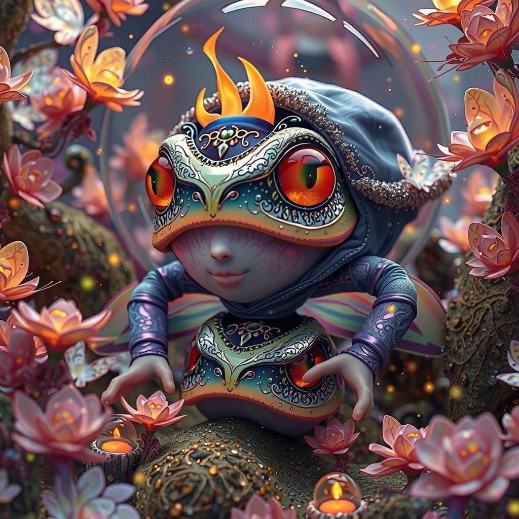 Mythical Firefly Goddess in a Whirling Vortex of Light