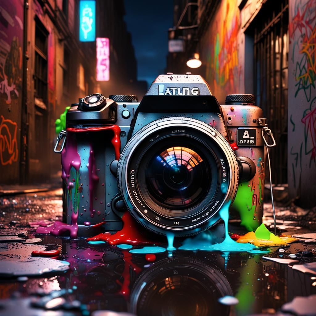 SLR Camera in a New York Alley: Splash Art