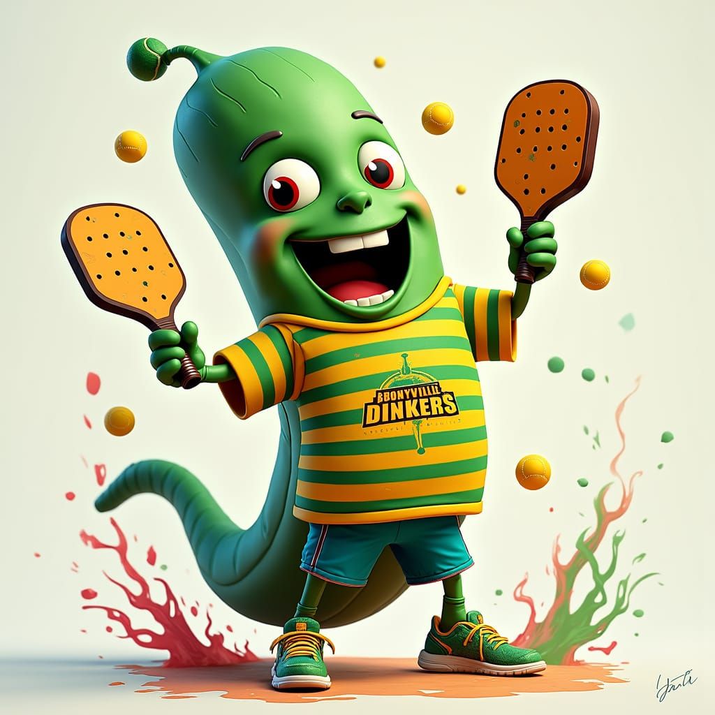 Friendly Pickleball Mascot Art, Dreamlike Concept Design