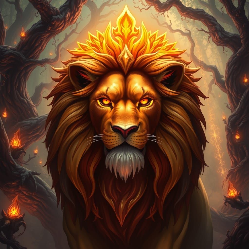 Proud Lion in Fantasy Realm, Matte Painting