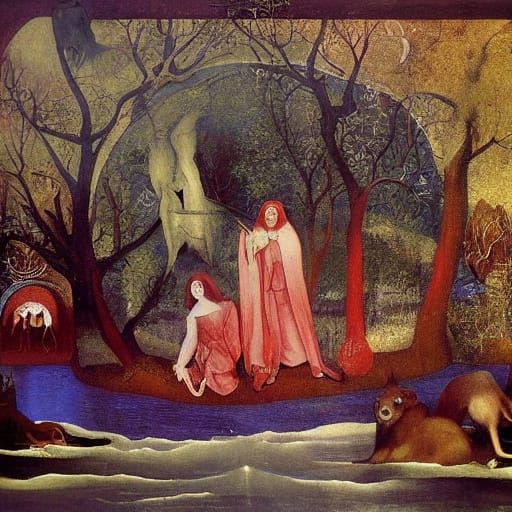 Surreal River of Evil Spirits with Revolver, Mystical Digita...