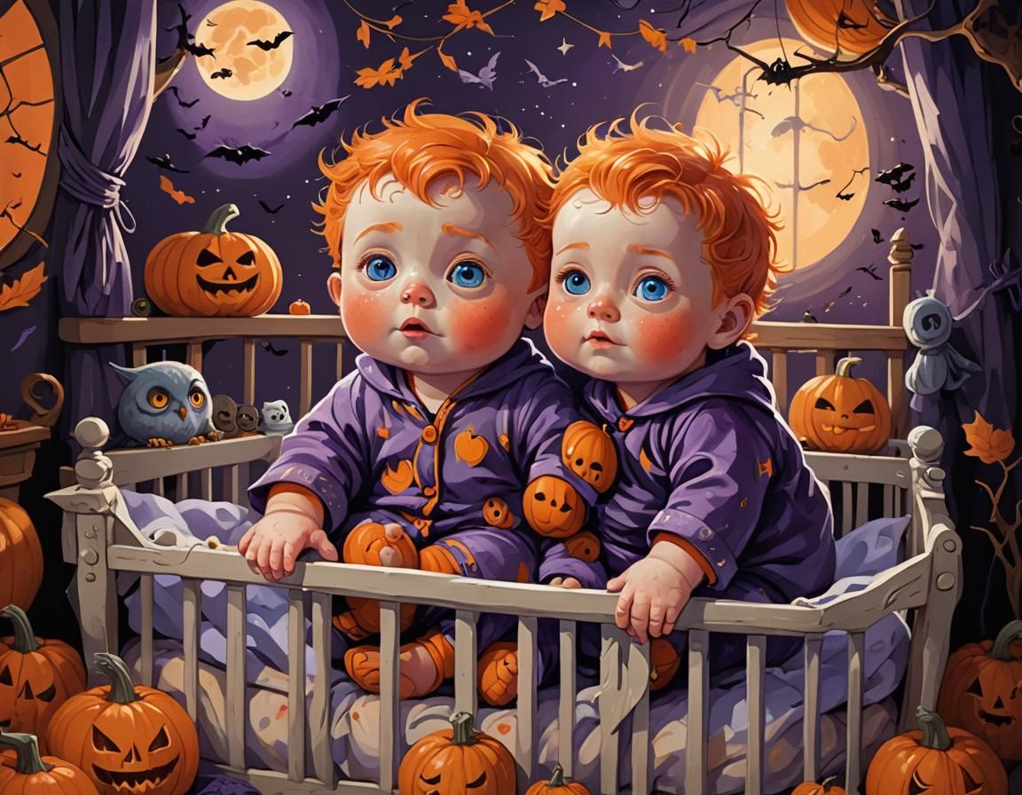 Baby in Halloween Room, Beatrix Potter Style