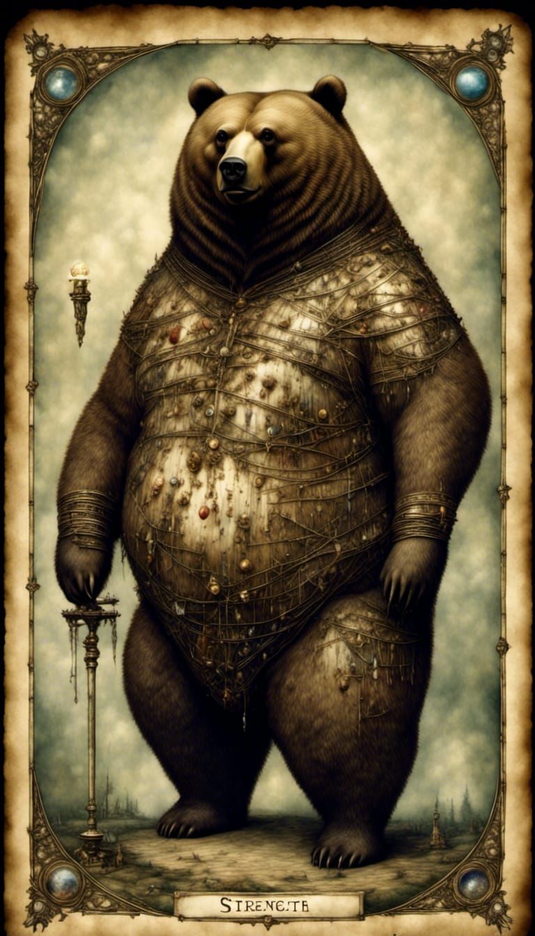Magical Obese Bear Tarot Card Illustration