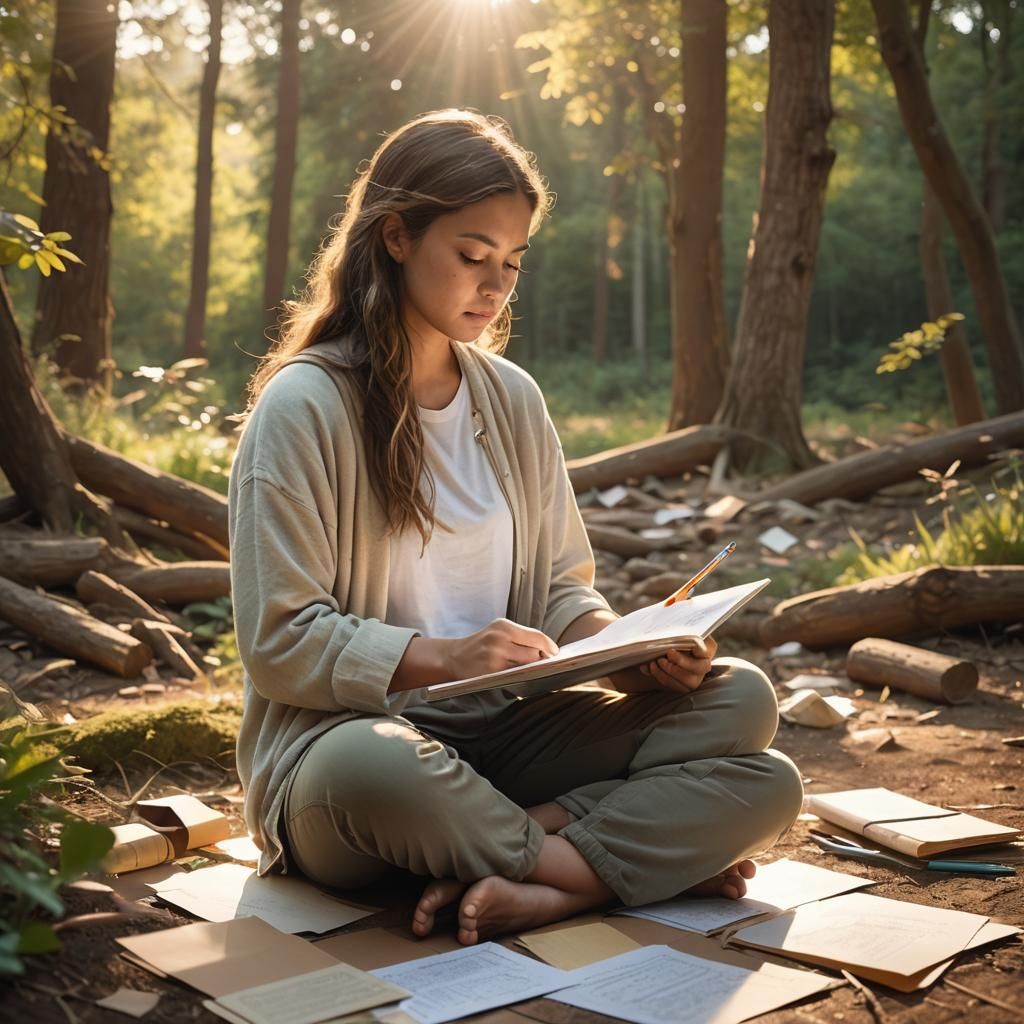 Meditative Artist in Golden Hour Light