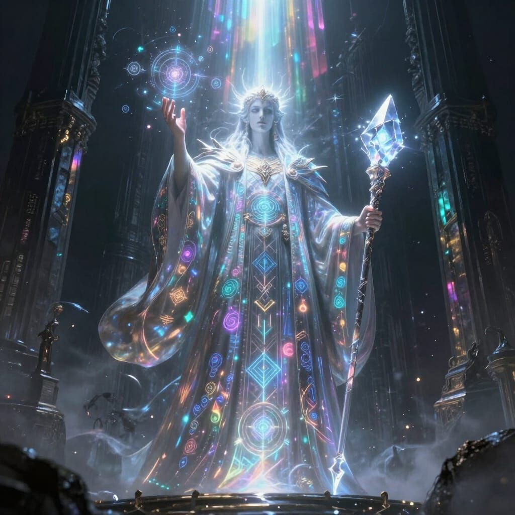 Ancient Mage of Living Light Conjures Arcane Power