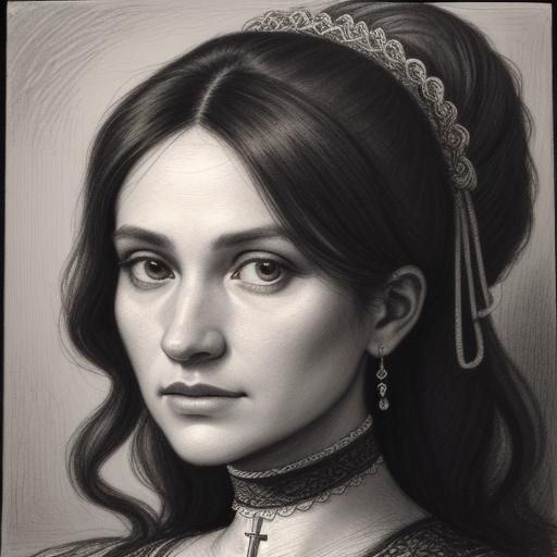 A 30 year old lady wearing a hazel heartstring choker