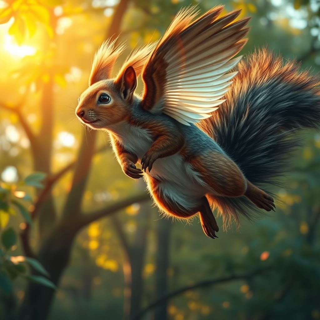 Majestic Flying Squirrel in Matte Painting Style