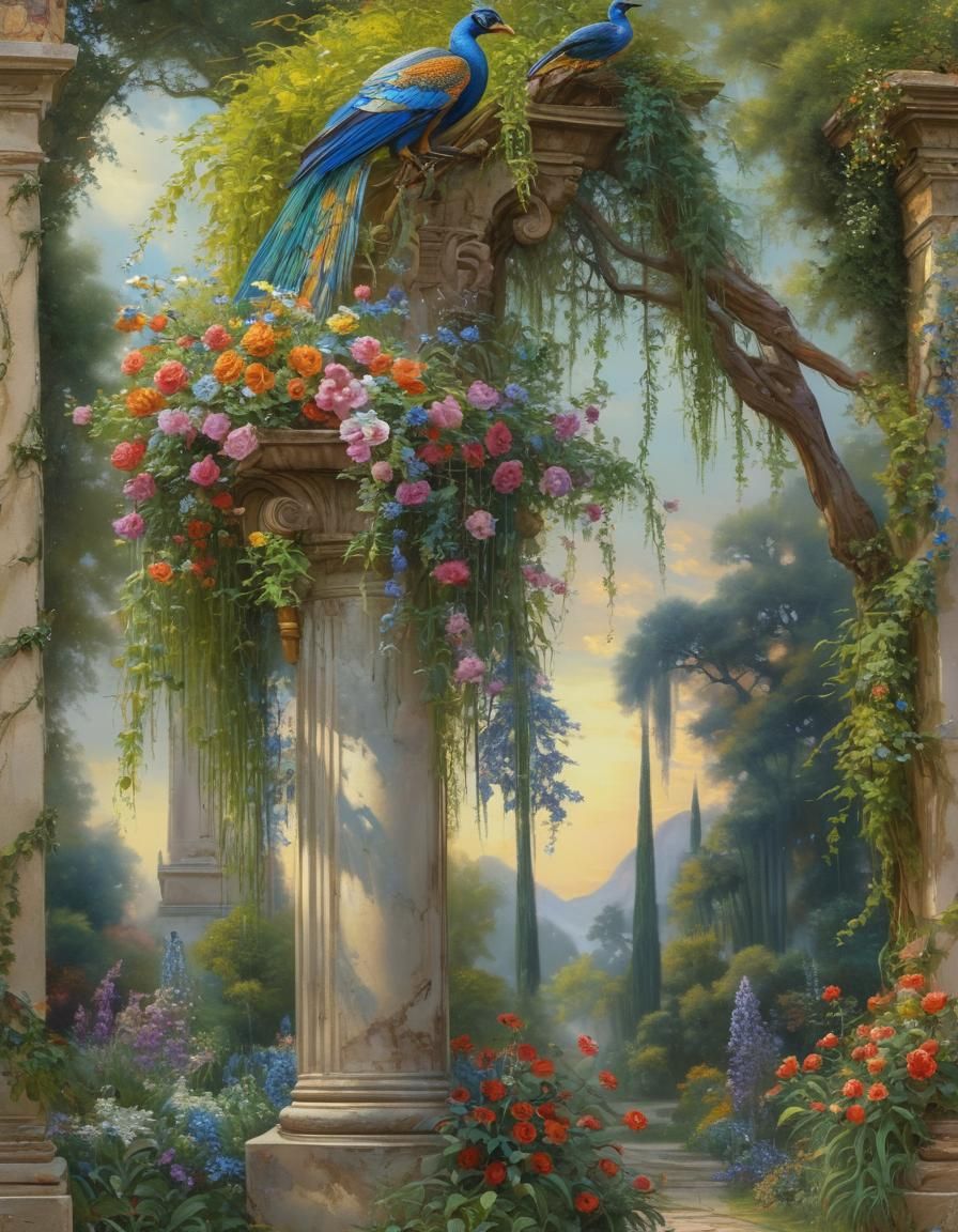 ☘️🪻🌱BEAUTIFUL TOSCANY-ANTIQUE-COLUMN-GARDEN🌱🪻☘️