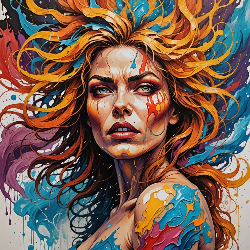 Goddess of Chaos in Vibrant Surreal Style