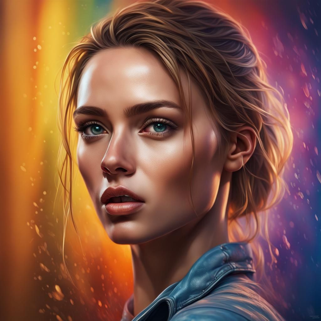 Perfect Female Face in Hyperrealistic Splash Art