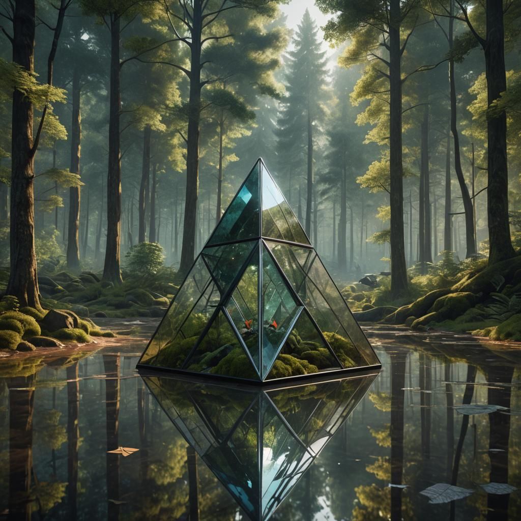 Reflective Tetrahedron House in Post-Modern Style