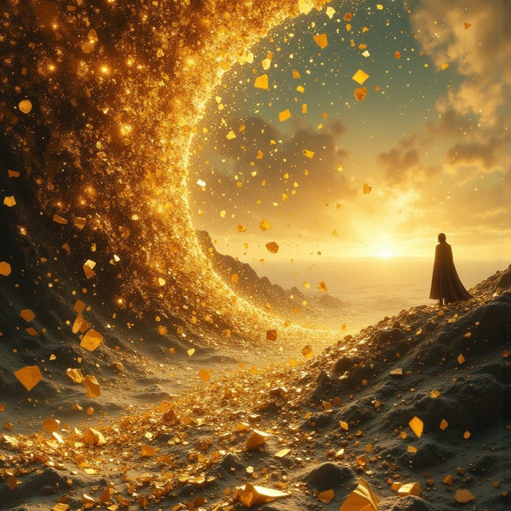 Desert of Money Dunes in Surreal Cinematic Style