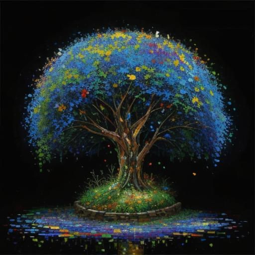 Vibrant Mosaic Patchwork in Expressionist Style