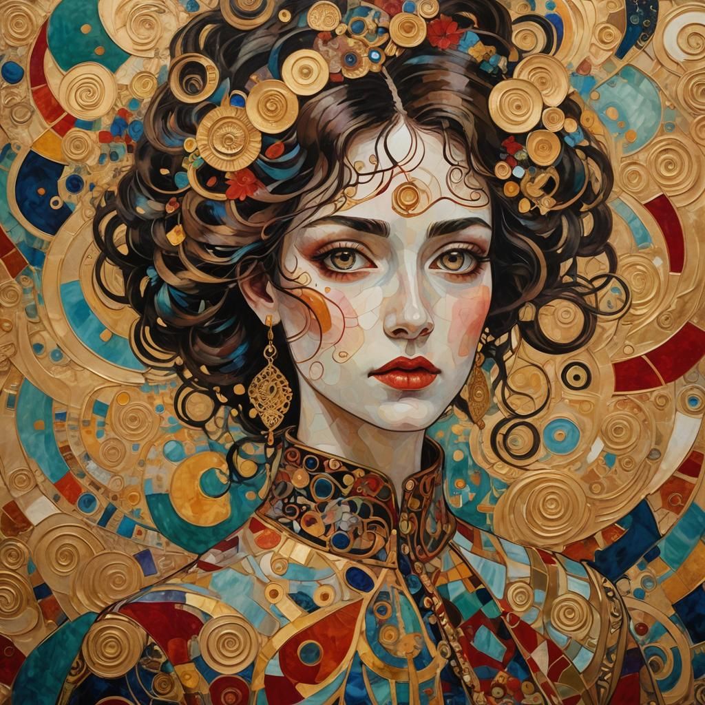 Opulent Abstract Portrait in Style of Klimt