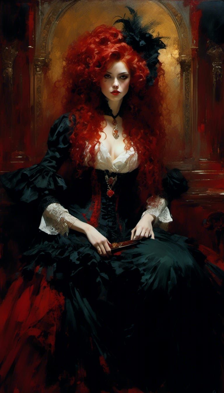 Victorian Vampire Portrait in Oil Painting Style