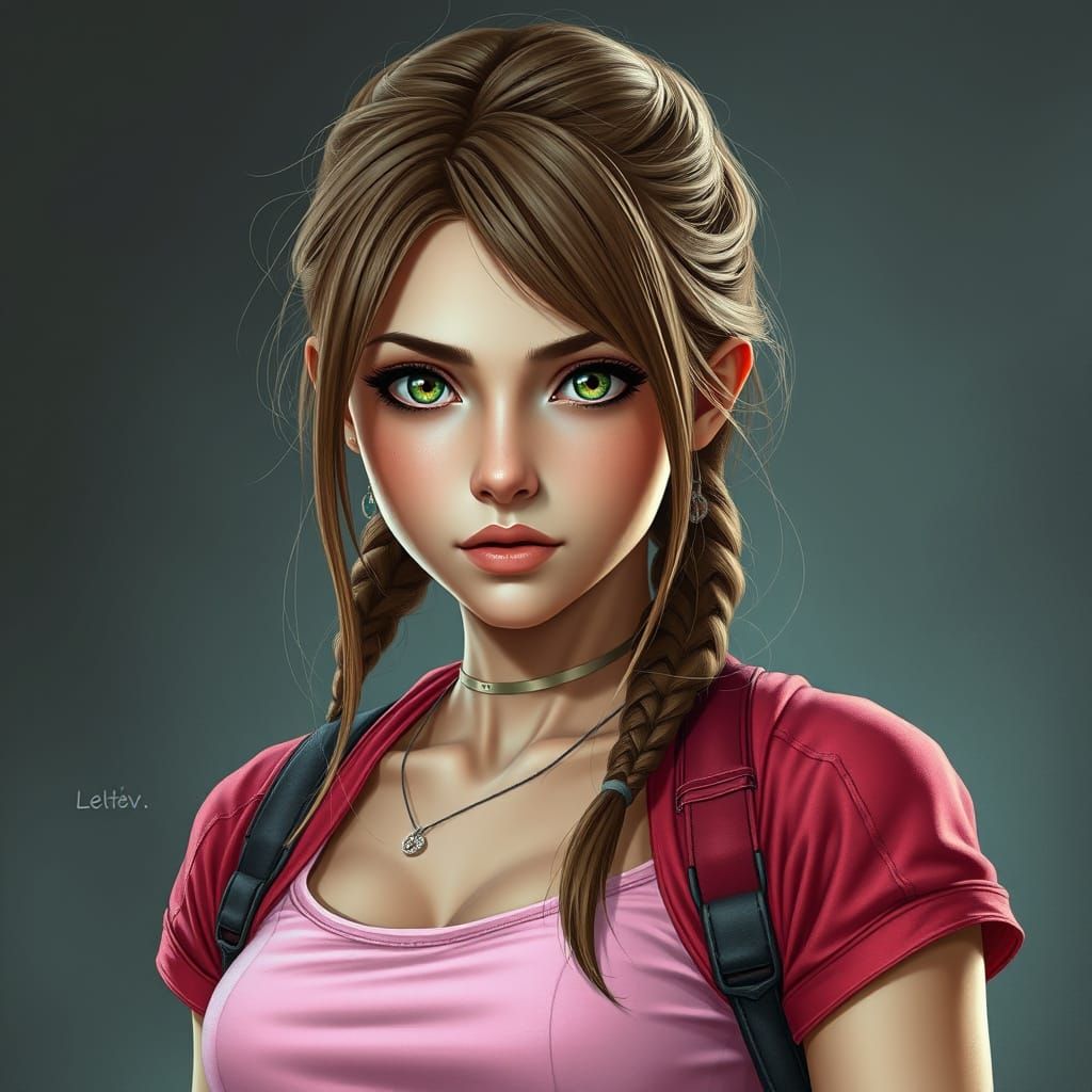 ( try 20 ) - Aerith Gainsborough, Yet another attempt at a more realistic Aerith, but... the AI ​​isn't cooperating.