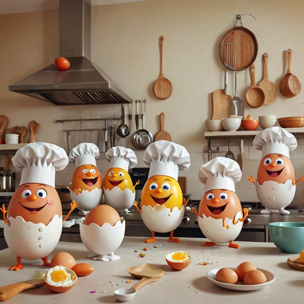 Whimsical Chefs in Colorful Kitchen