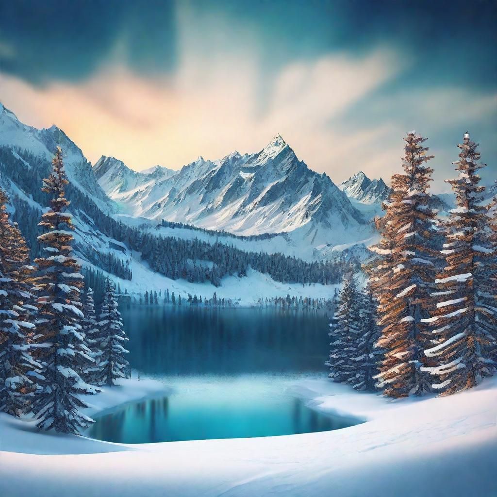 Golden Light on a Frozen Winter Landscape