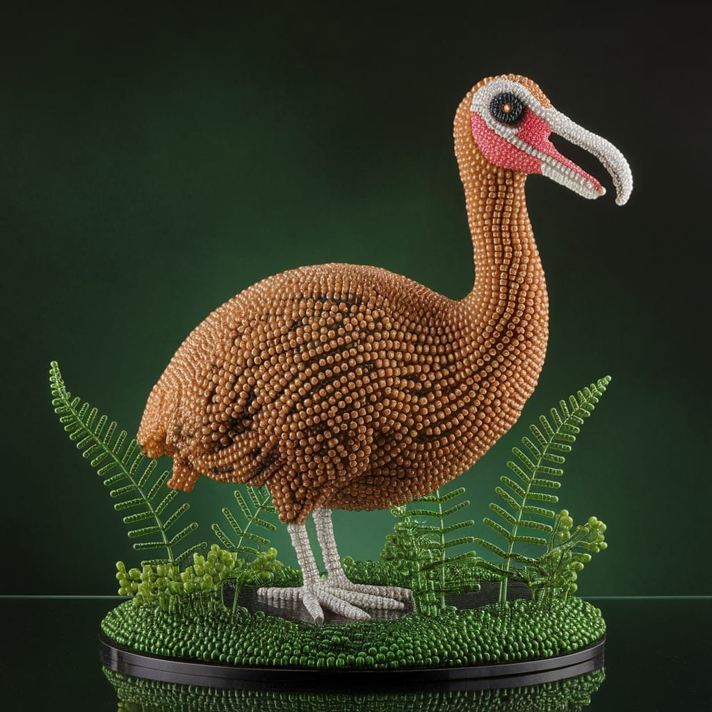 Glass Bead Installation of Dodo and Ferns