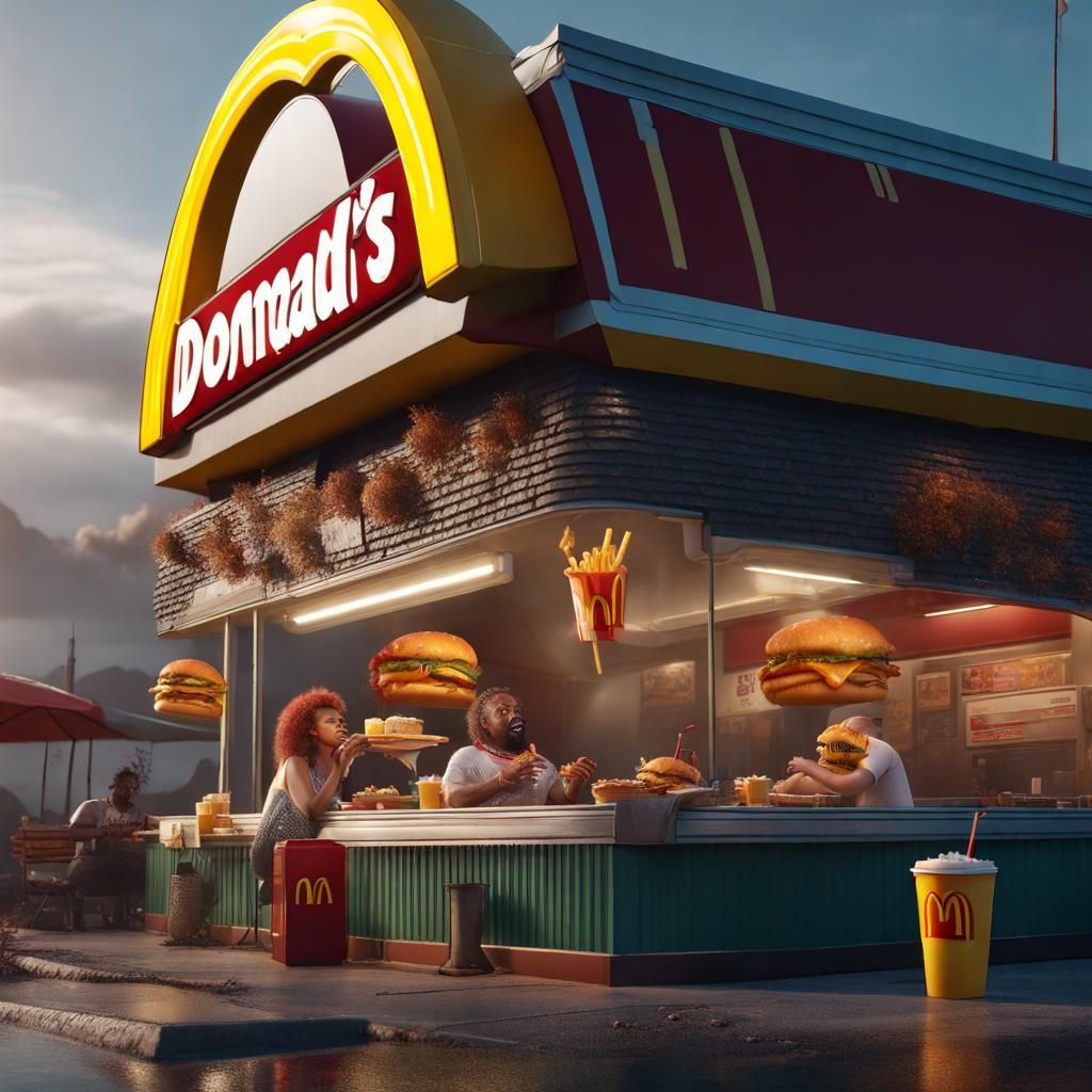 Rod Wave at McDonalds: Detailed Matte Painting