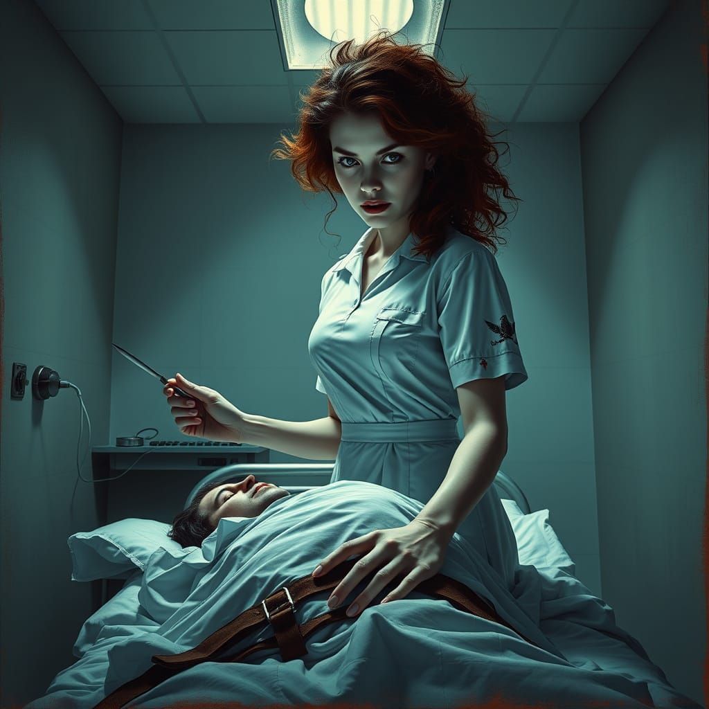 Ethereal Nurse Confronts Patient in Haunting Hospital Scene