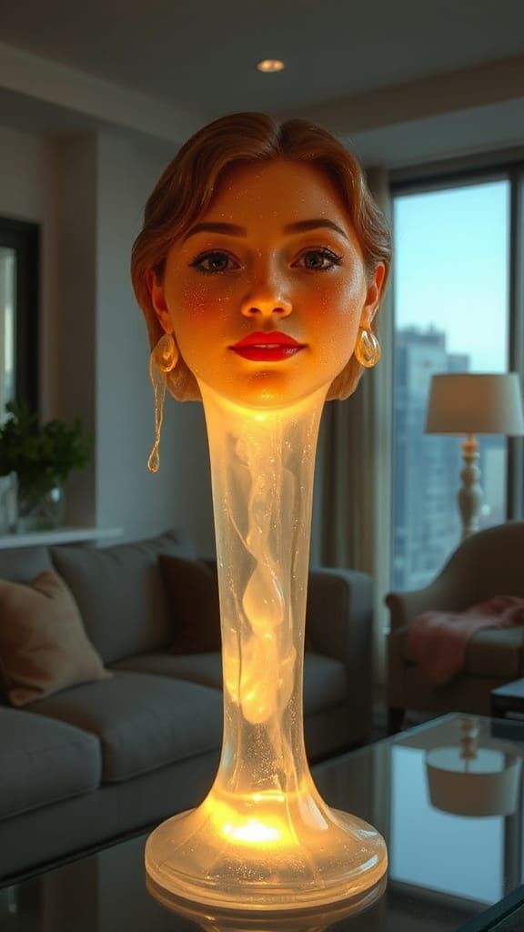 Surreal Transparent Lady Lamp Prism Portrait