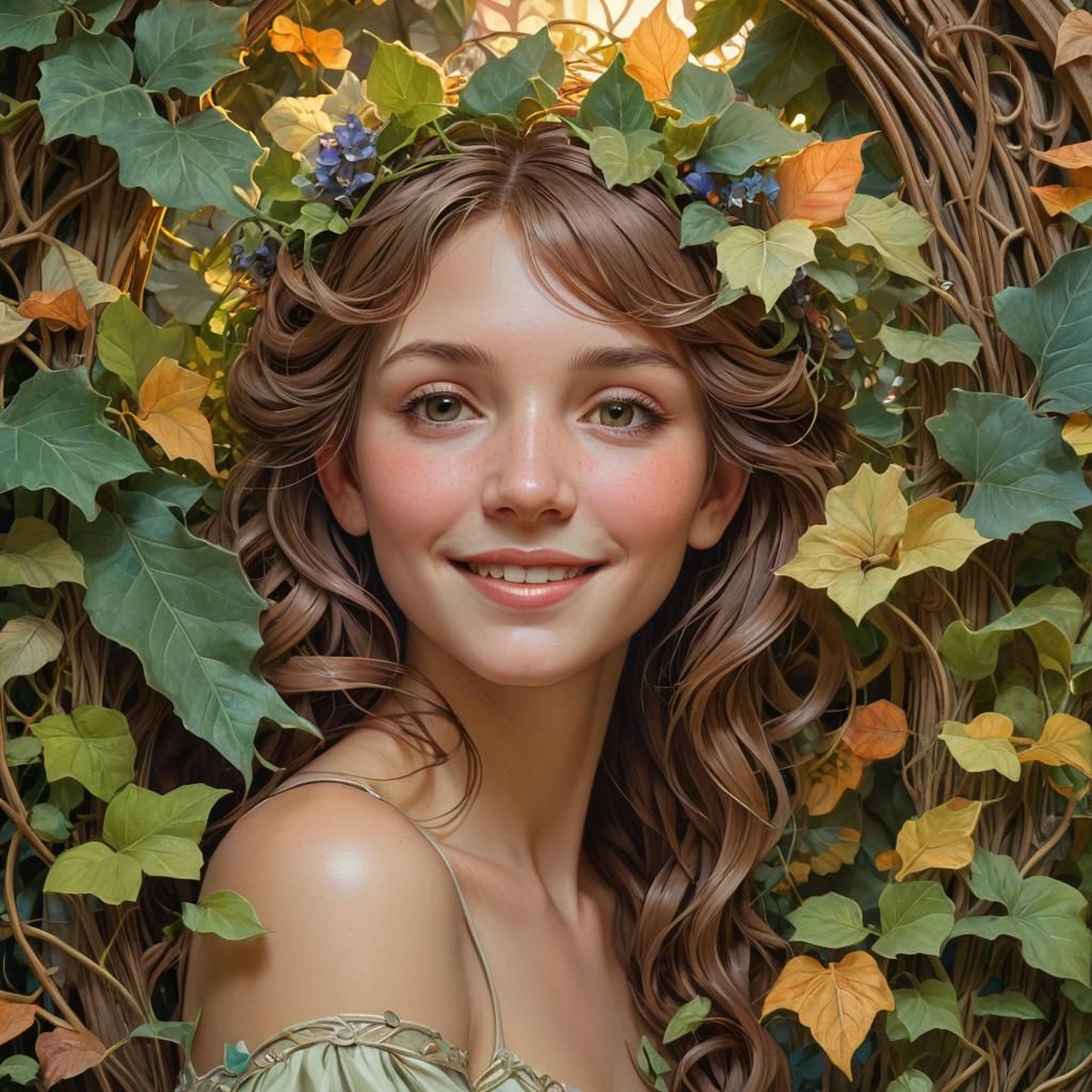 Fairy Nanny Portrait in Art Nouveau Style