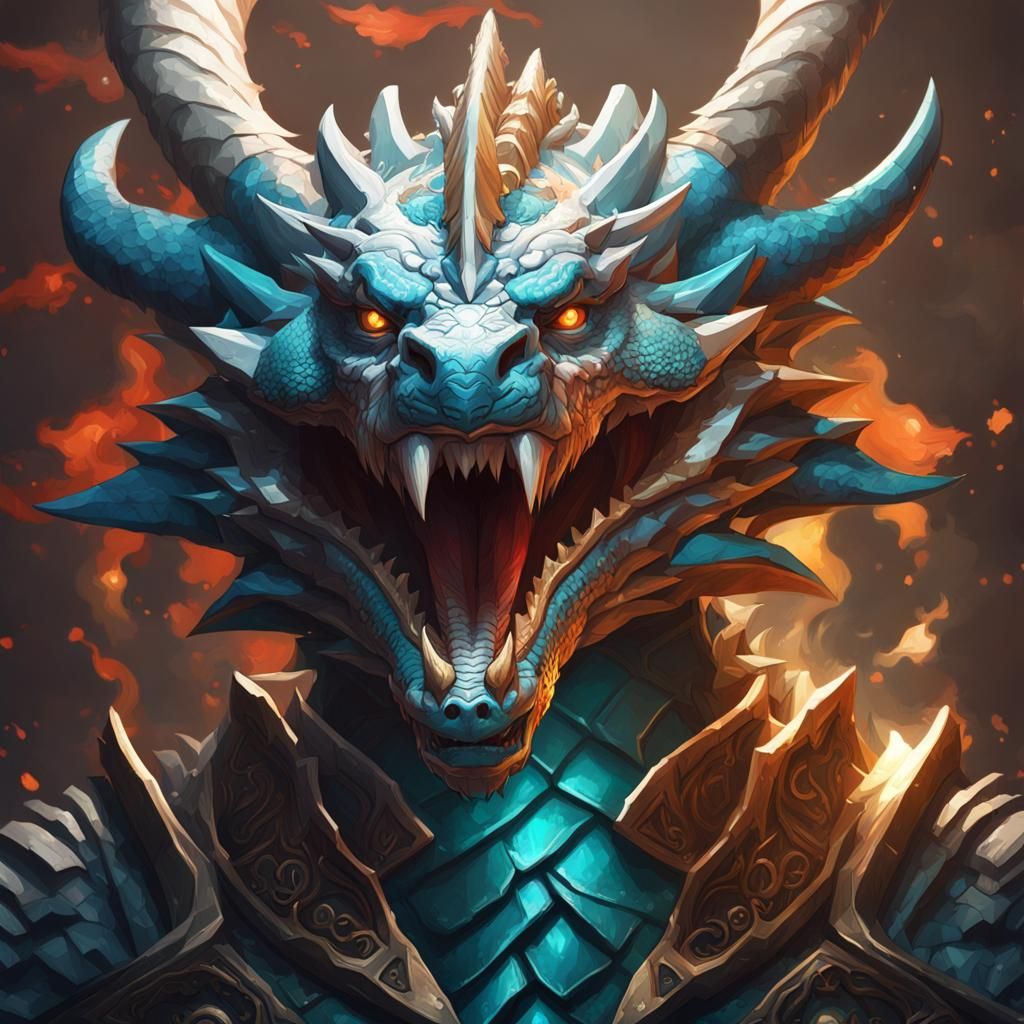 Dragon God Portrait in Hyperdetailed Style