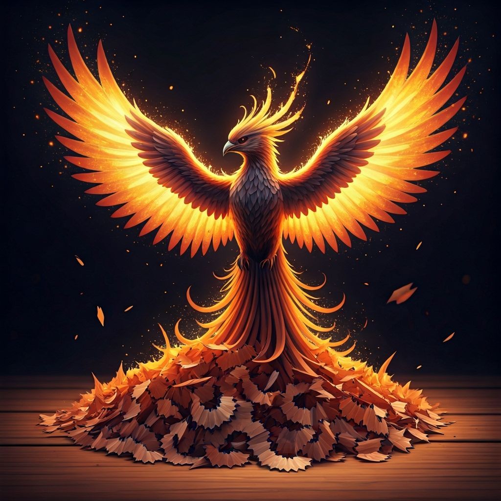 Phoenix Rises From Pencil Shavings, Wings of Graphite Fire