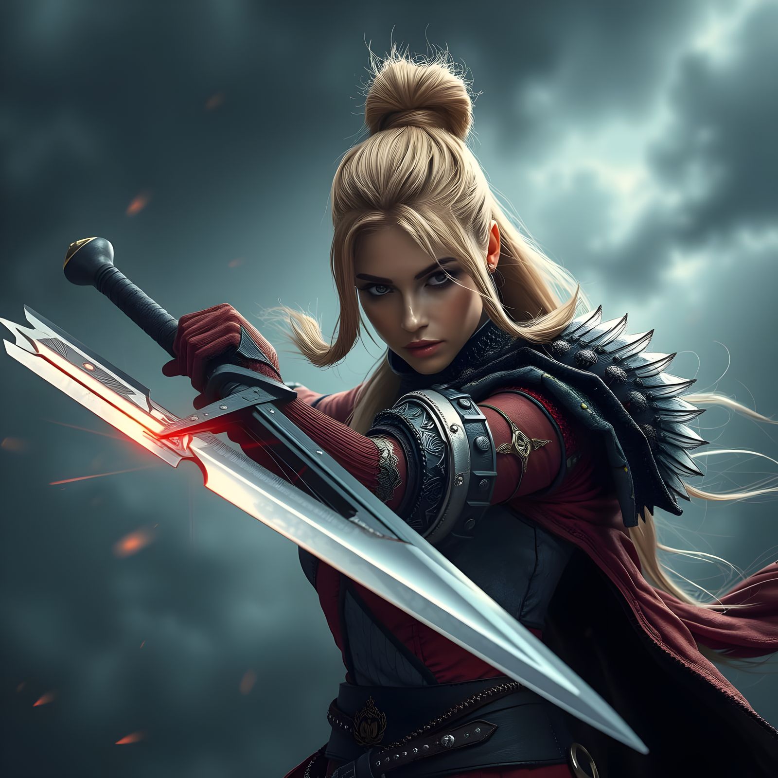 Furious Sword-Wielding Warrior in Epic Comic Style