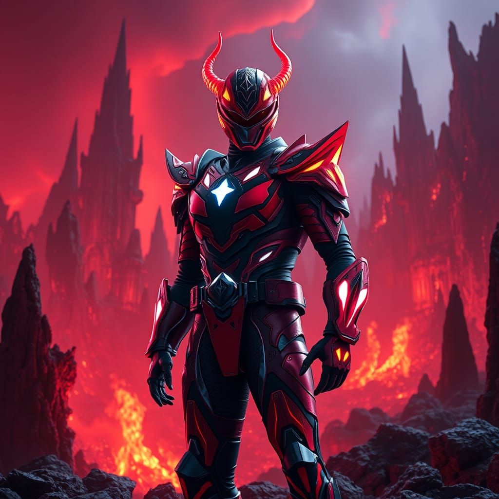 Power Ranger Hades in Apocalyptic Landscape