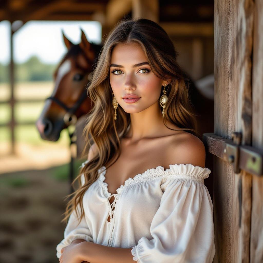 Beautiful Roman Farmer Girl with Long Legs