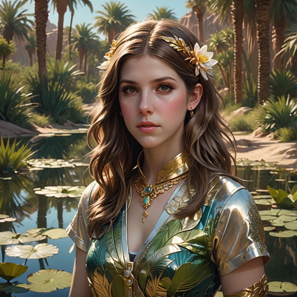 Woman at Desert Oasis: Digital Art Portrait