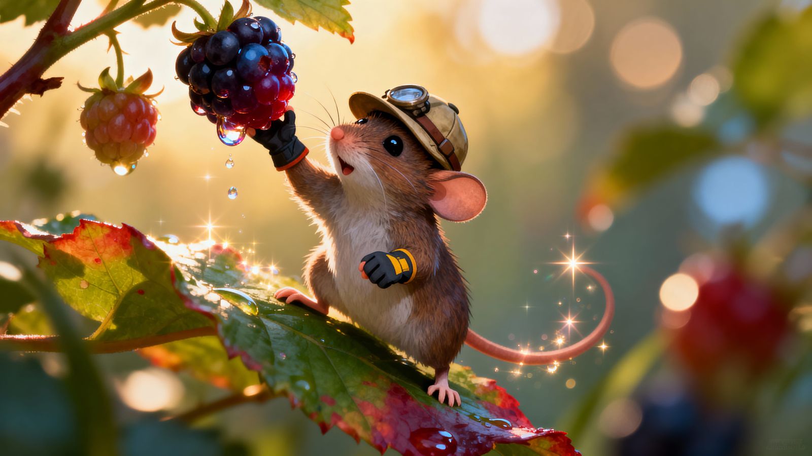 Field Mouse Achieves Goal in Golden Hour Light